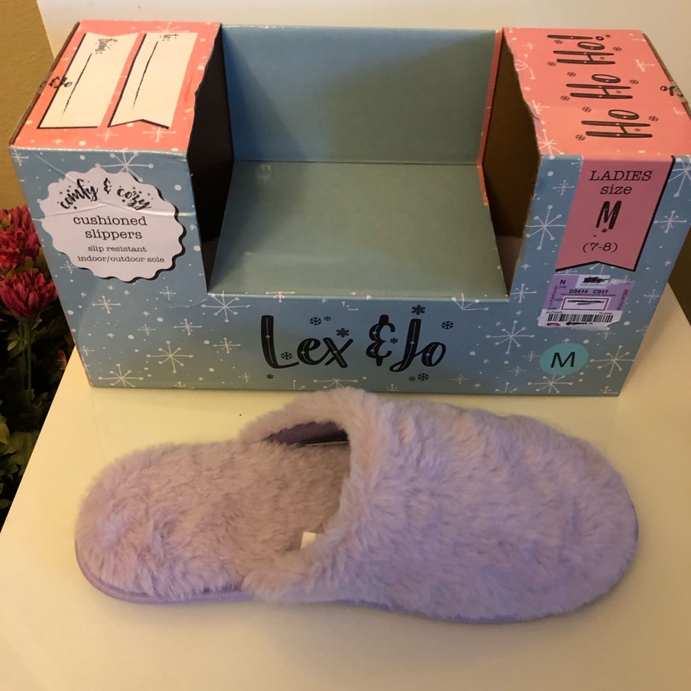 Lex & Jo Purple Fuzzy Slippers